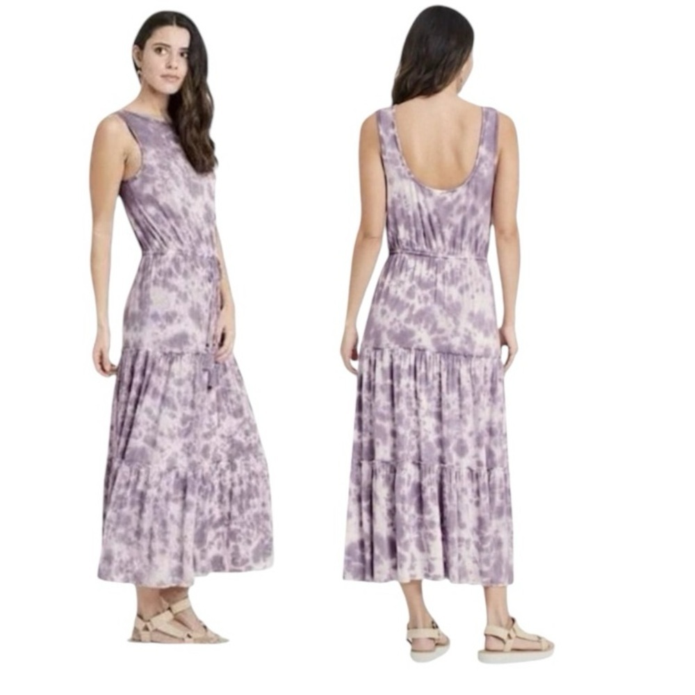 Knox Rose Purple Tie-Dye Maxi Dress Sleeveless Casual Summer Boho Size Medium